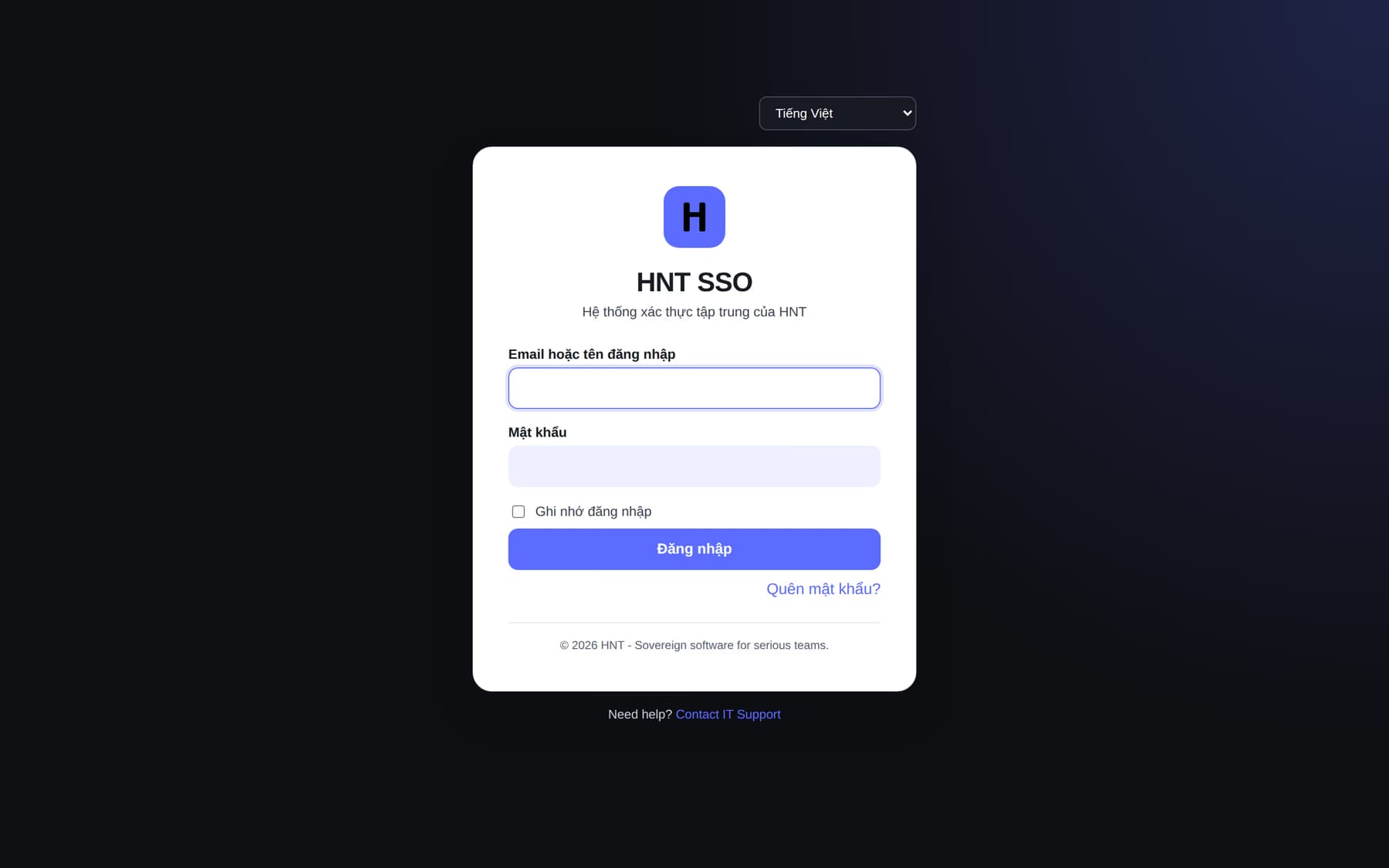 T Space Identity — trang tài khoản single sign-on